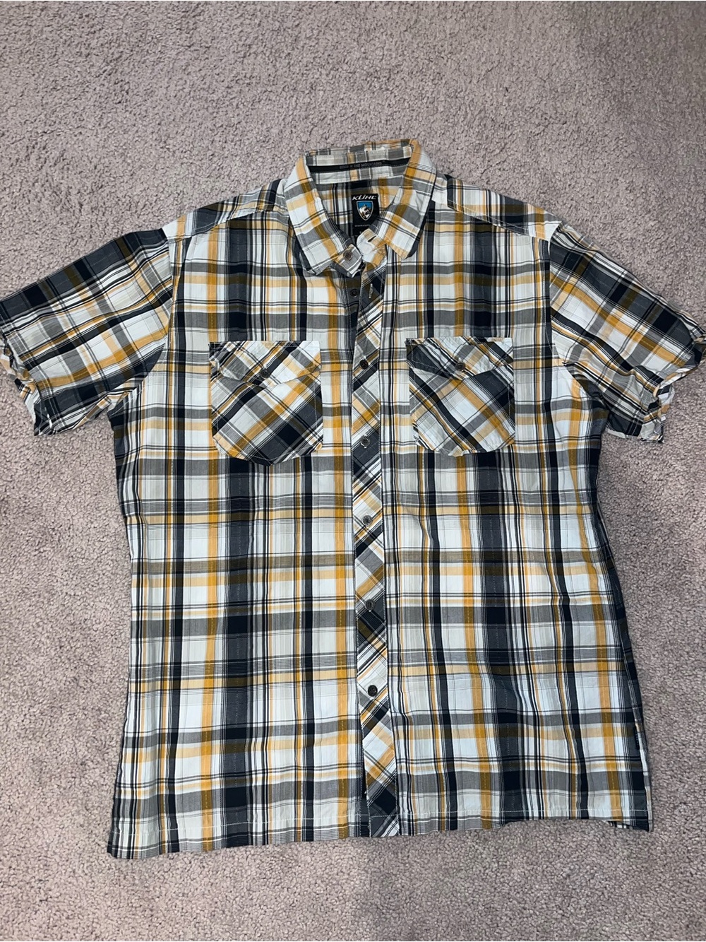 Kuhl Suncel Plaid Fall Lightweight Cotton Tencel Blend Button Down Pocket Front